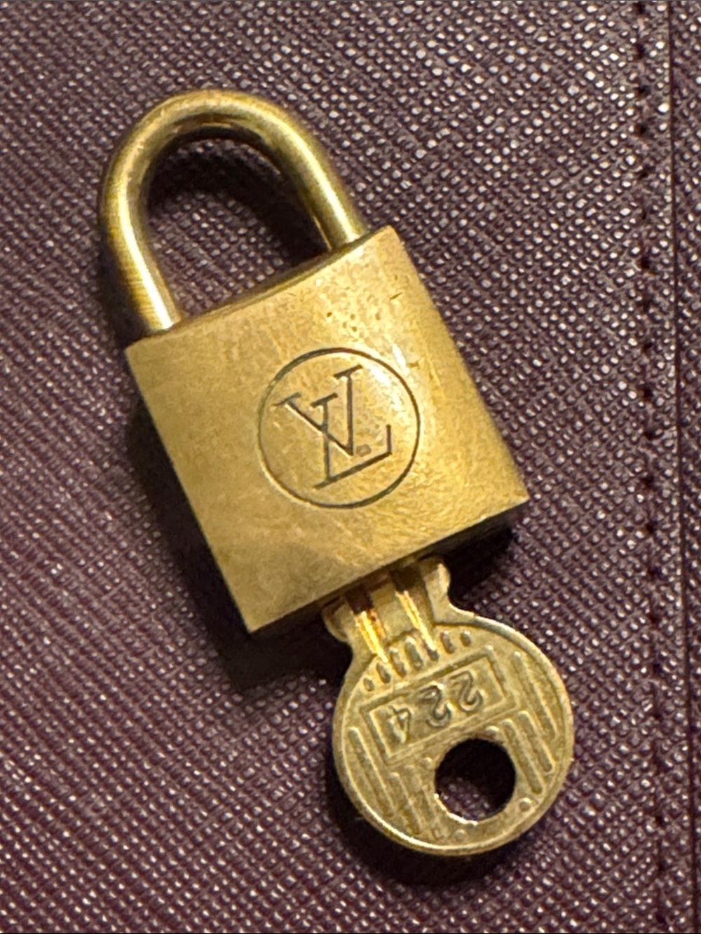 Louis Vuitton Vintage Gold Tone LV Padlock with Key 224